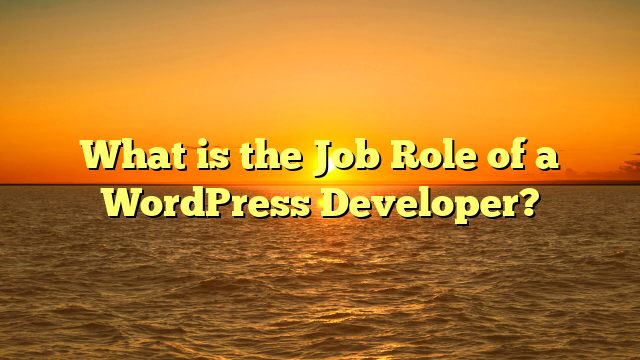 What is the Job Role of a WordPress Developer?